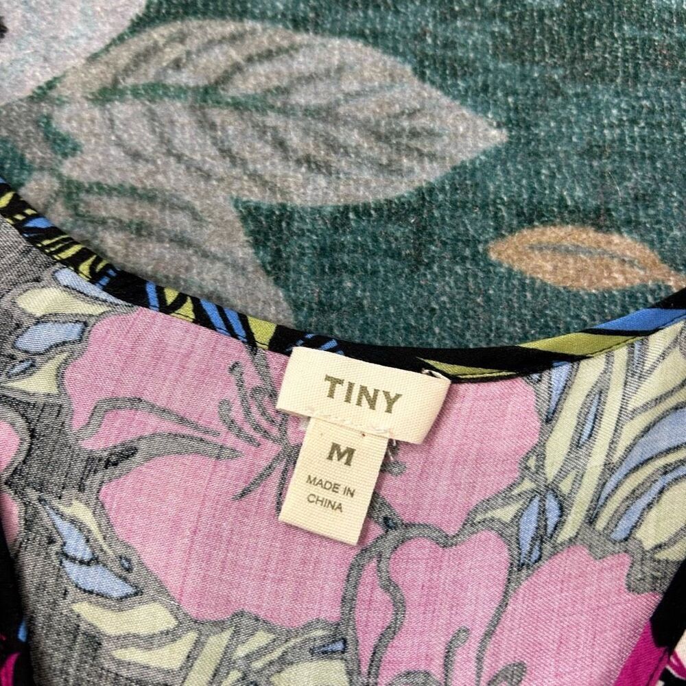 Anthropologie Dark Floral Wrap Blouse with Red and Pink Blooms - Picture 3 of 15